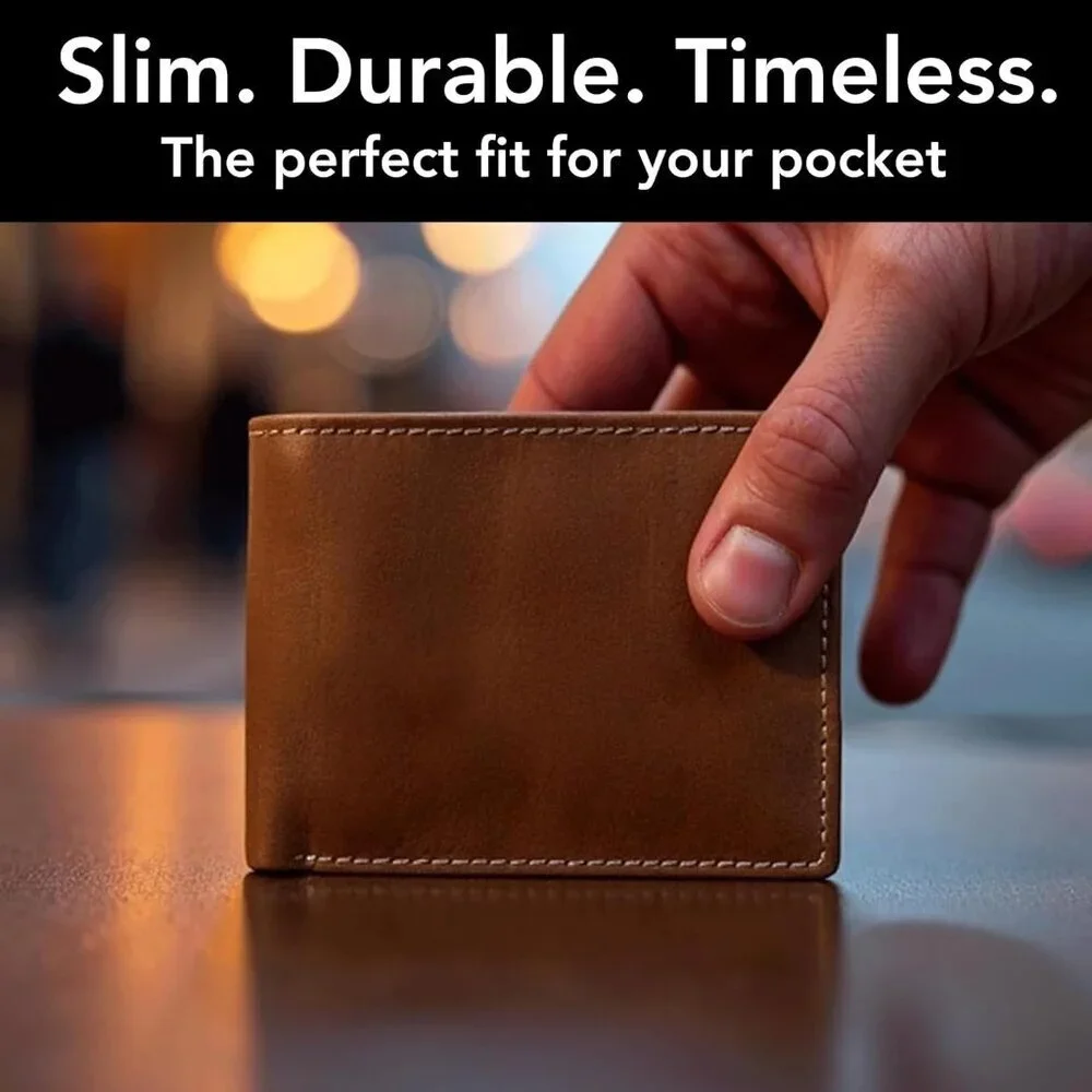 Men's Genuine Leather Wallet Bags Brown Beautifully Stylish Design Vegetable